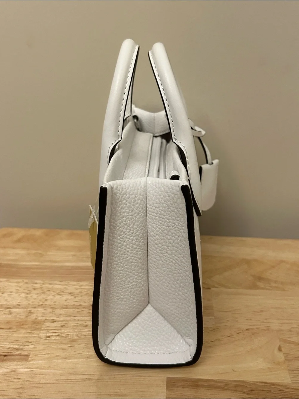 Michael Kors White Leather Satchel with Multicolor MK Accents